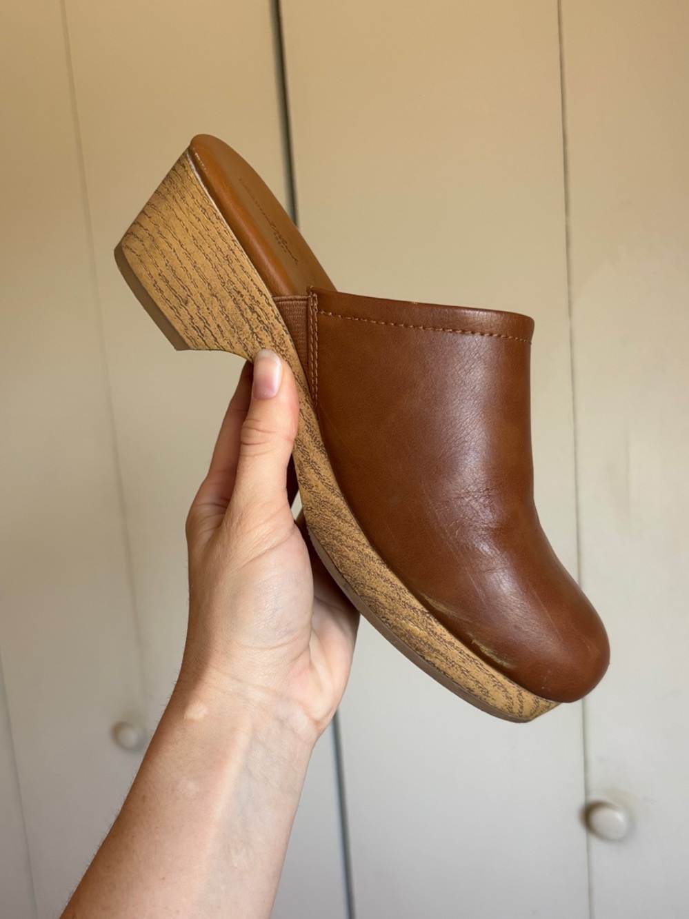 Universal Thread Tan Brown Leather Clog Mule